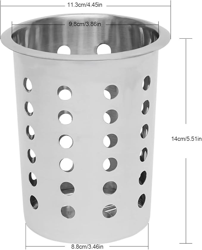 8-Hole Stainless Steel Utensil Holder, Silverware Flatware Cylinder Holder, Detachable Countertop Silverware Organizer, Flatware Caddy for Utensil Fork Spoon For Kitchen Restaurant