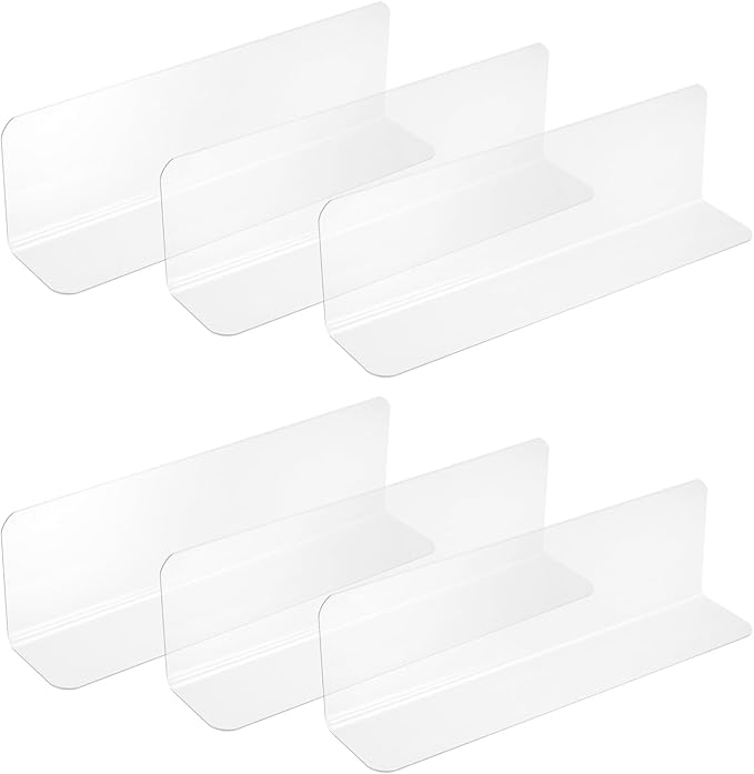 uxcell 6pcs Clear Shelf Dividers, 8"x2.4" Plastic L-Shaped Shelf Separator, Transparent Organizer Divider for Supermarket Store Commodity Classification