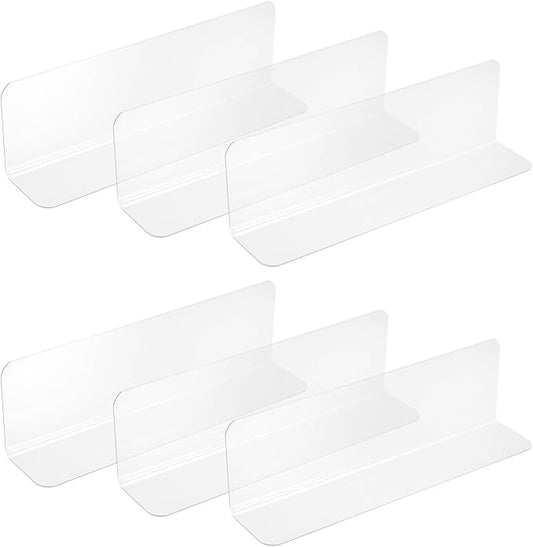 uxcell 6pcs Clear Shelf Dividers, 8"x2.4" Plastic L-Shaped Shelf Separator, Transparent Organizer Divider for Supermarket Store Commodity Classification
