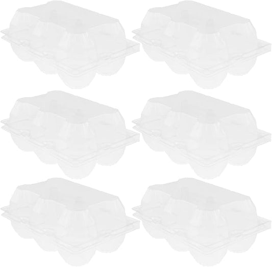 Garneck 6pcs Plastic Egg Cartons Bulk 6-Grids Clear Reusable Egg Container Holder, Family Refrigerator Farm Markets for Safe Storage and Display