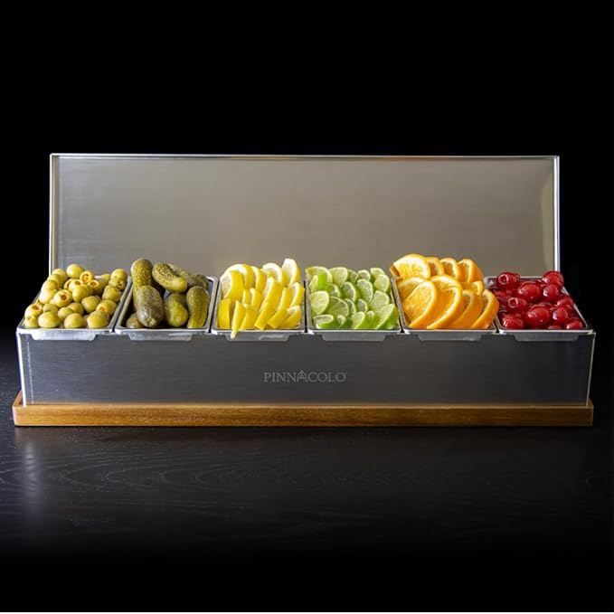 6 Slot Condiment Carrier, Stainless Steel Holders, Silicone Lids, and Gel Packs - Portable and Versatile for Outdoor BBQs and Parties