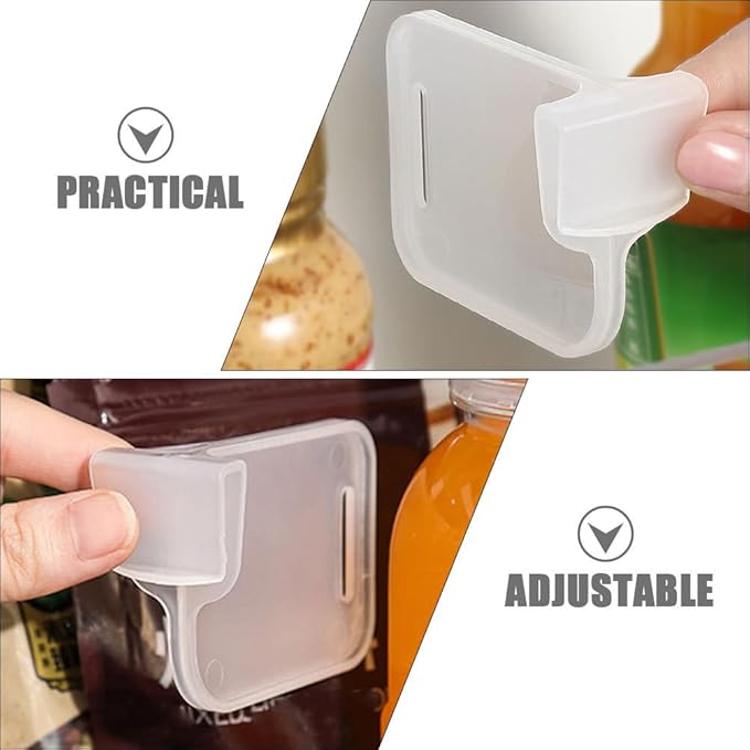 BESTOYARD 12Pcs Adjustable Fridge Side Door Dividers Multi-Function Refrigerator Shelf Clips for Space-Saving Organization Easy Installation Compact 2.55X1.96X0.9 Inch Fridge Separator
