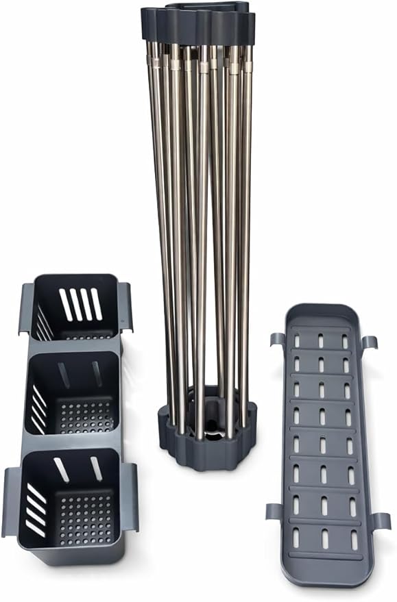 Roll Up Dish Drying Rack Over the Sink, Expandable Stainless Steel Foldable Kichen Sink Drainer, Heat Resistant Space Saving Design