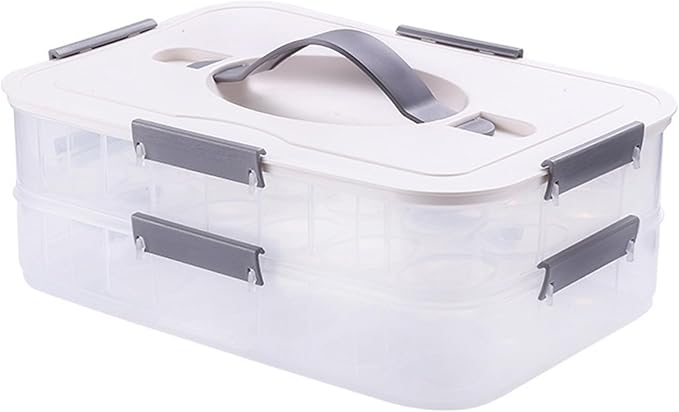 NIDONE Deviled Egg Carrier 2-Layer Plastic Clear Deviled Egg Tray with Lid & Handle & Buckle Thickened 36 Holder for Fridge, Travel, Party