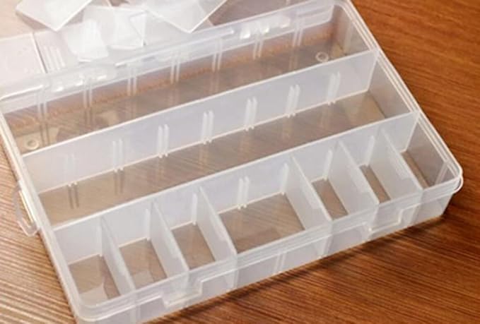 Kamay's Large Transparent Thick Hard 24 Grids Adjustable Compartment Slot Plastic Craft Storage Box Organizer For Toy Desktop Jewelry Accessory Drawer Or Kitchen Removable Dividers Container
