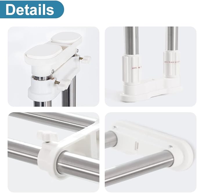 Hershii 2 Pack Expandable Closet Shelf Tension Rod Adjustable Metal Storage Rack Hanger Cabinet Organizer DIY Divider Separator for Wardrobe Cupboard Kitchen Bathroom, Ivory, 17.72-27.56 IN