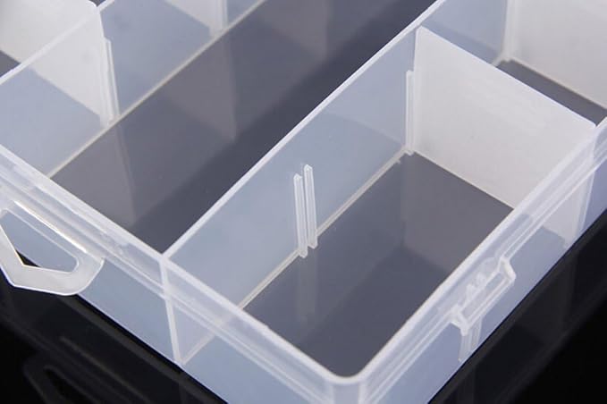 Kamay's Adjustable Compartment Slot Plastic Craft Storage Box Thick Hard Plastic Hobby Craft Storage Box Case With Snap Lock Ideal For Small Items (XL13 Compartment Slot)