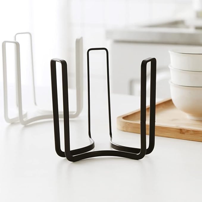 Dinnerware Bowl Plate Holder Fit for 6.5 Inches Diameters Bowl, Metal Bowl Storage Dying Display Rack for Kitchen Drawer, Countertop, Cabinet, Shelf, Cupboard (Black, 2L Bowl rack+ 2L Disc rack)