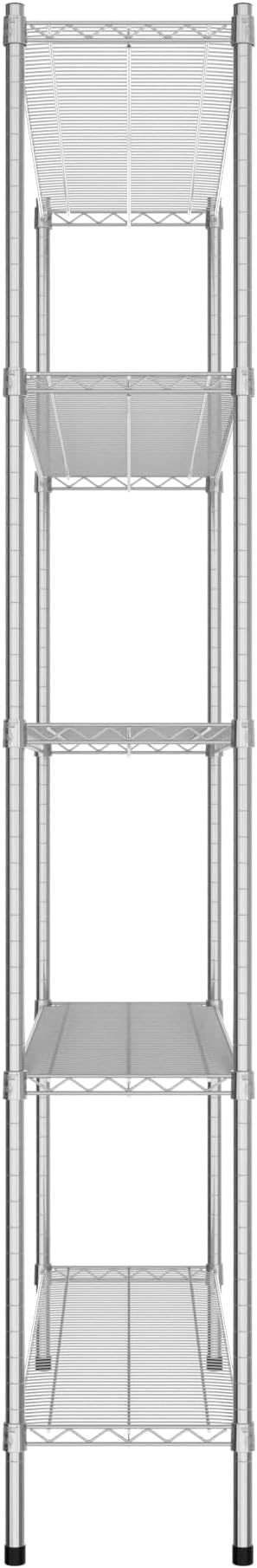 Commercial NSF Listed Chrome Stationary Wire Shelving Kit 14" x 54" x 86", with 5 Shelves Perfect for Warehouse, Walk-in Refrigerator, Freezer, Grocery Store, Restaurant, Dishroom