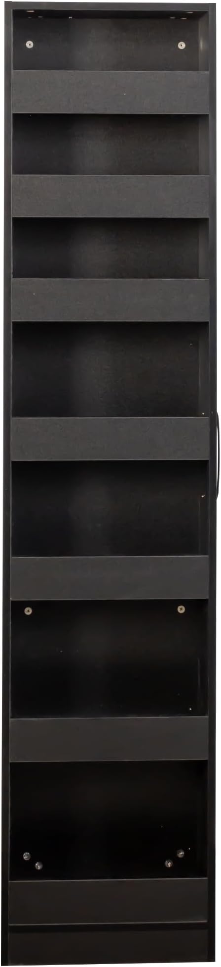 7 Tier Pull-Out Storage Cabinet with Handle & Wheels, Tall Narrow Spice Rack Next to Fridge, Wood Food Pantry for Kitchen, Dining Room, Black