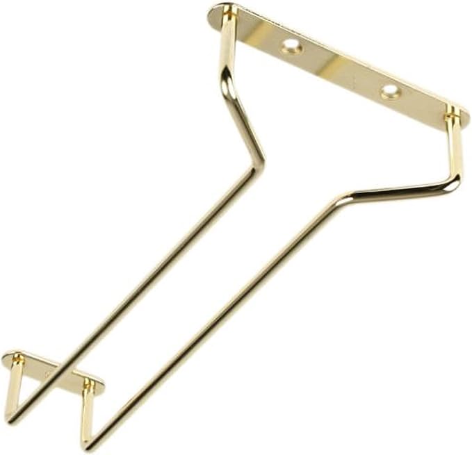 TrueCraftware- 10-Inch Wine Glass Rack Brass Finish Set of 2- Stemware Rack Wire Hanging Rack Under Cabinet Wine Stemware Holder Glass Storage Hanger Organizer for Kitchen and Bar