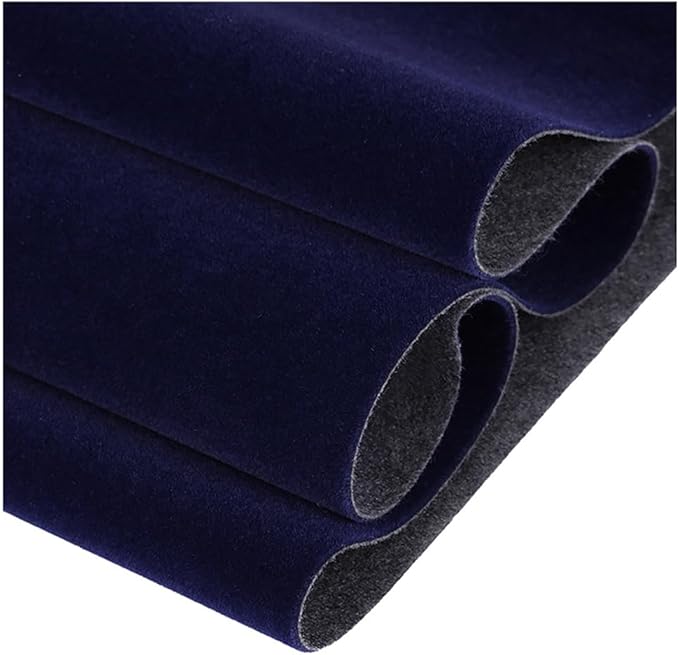 Self Adhesive Dark Blue Jewelry Drawer Liner Velvet Shelf Liner Paper Felt Fabric for Art & Crafts, Velvet Drawer Liner Felt Drawer Dresser Cabinets Arts Crafts Decor 17.7" x 98"