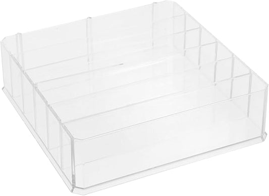 Cash Drawer Tray with Multiple Compartments Clear Acrylic Cash Storage Box for Organized Money and Coin Management in Retail and Home 7.08X7.00X1.96In