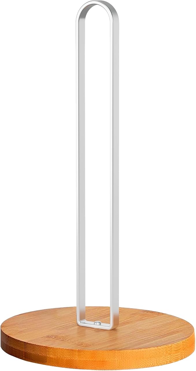 TONLEA Wooden Paper Towel Holder Countertop, Kitchen-Towel-Holder FreeStanding with Non-Slip Base for Bathroom