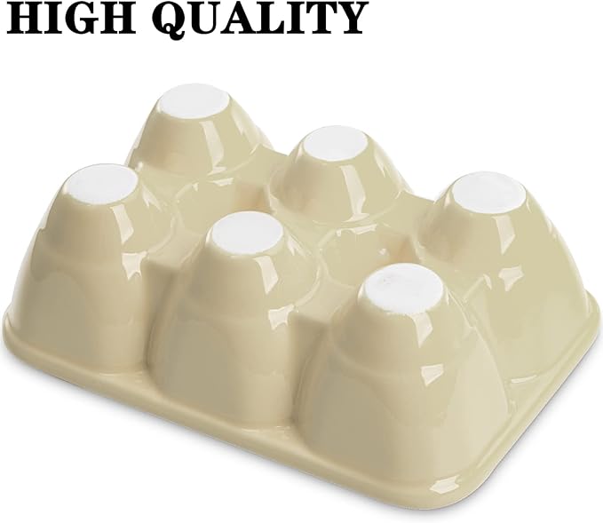 DEAYOU 3-Pack 18 Cups Ceramic Egg Tray, 6-Cup Porcelain Egg Holder Container, Decorative Egg Keeper Storage Organizer, Small Egg Dispenser Serveware for Countertop, Fridge, Serving, Kitchen, Yellow