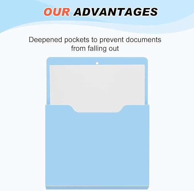 Fuutreo 6 Pcs Magnetic Wall File Organizer Magnetic Wall File Holder Refrigerator Magazine Holder for Mail Letters Paper(Ocean Color,12.2 x 9.4 Inch)