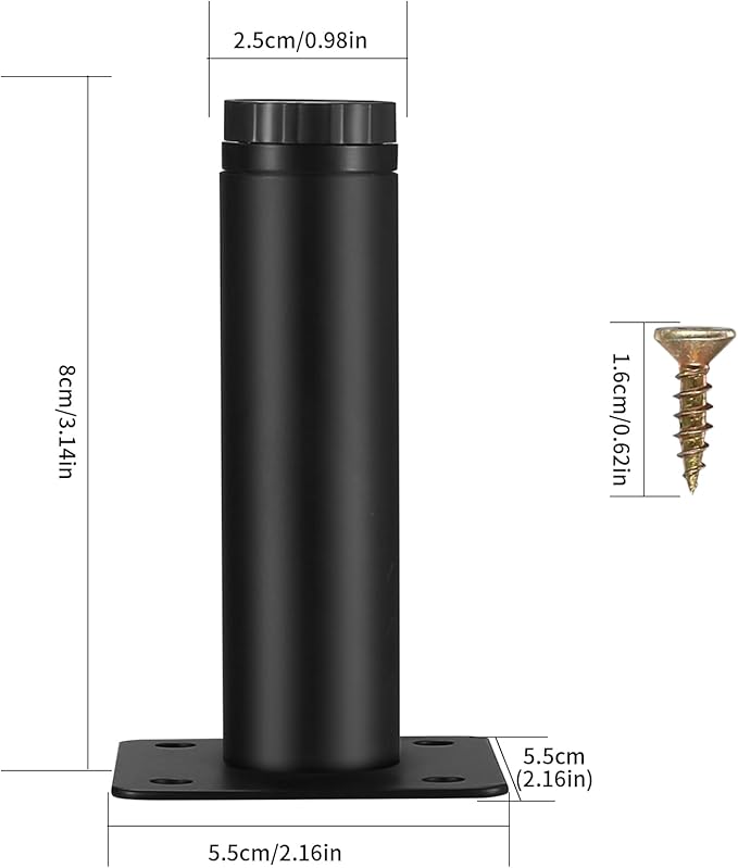 4 Pcs Furniture Legs, Metal Cabinet Legs, 3 inches/8 cm Adjustable Furniture Support Feet for Kitchen Shelves Sofa Table Chair Desk Cupboard Furniture Adjustable Legs Feet Foot