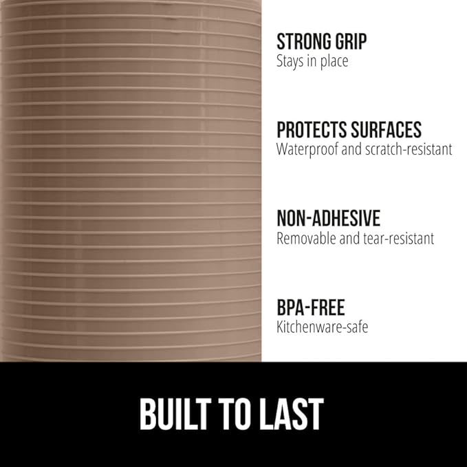 GORILLA GRIP DuraGuard Shelf Liner, Non-Adhesive Cabinet Liners for Kitchen Drawers, Shelves, Refrigerator, Pantry Storage, Bathroom Closet, Durable Waterproof BPA Free Ribbed Plastic, 12x20 Beige