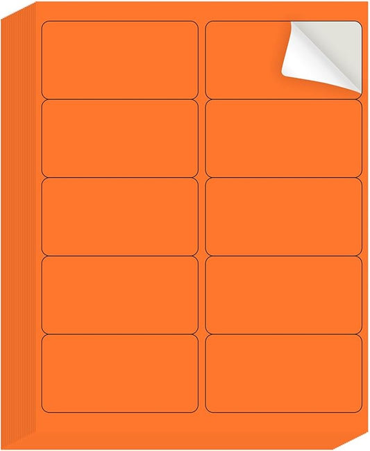 YEGAWEN Shipping Labels Stickers, 2"×4" Printable Mailing Label for Laser/Inkjet Printing- Matte Orange, Permanent Adhesive Labels Stickers