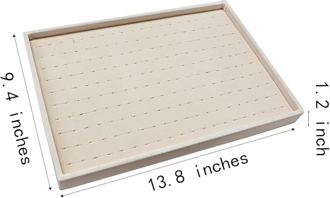 Stratelife Velvet Ring Storage Jewelry Tray Stackable Jewelry Display Drawer Organizer 100 Slots Jewelry Holder Case Jewelry Tray for Display (Beige)
