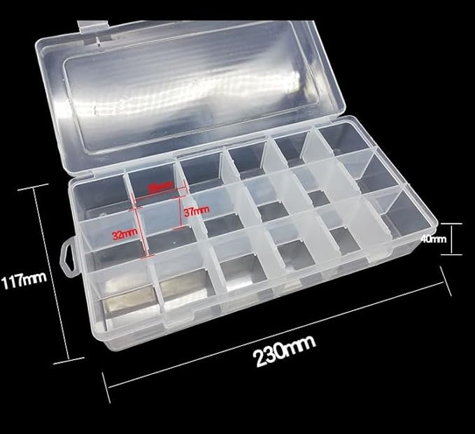 Kamay's Adjustable XL18 Compartment Slot Plastic Craft Storage Box Thick Hard Plastic Hobby Craft Storage Box Case With Snap Lock Ideal For Small Items