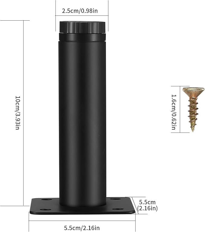 4 Pcs Furniture Legs, Metal Cabinet Legs, 4 inches/10 cm Adjustable Furniture Support Feet for Kitchen Shelves Sofa Table Chair Desk Cupboard Furniture Adjustable Legs Feet Foot