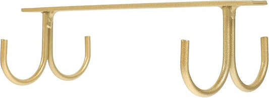 Lurrose Under Cabinet Cupboard Rack Kitchen Utensil Holder Hanger with Gold Hooks Multifunctional Mug Organizer for Kitchen Bedroom Bathroom Storage and Display