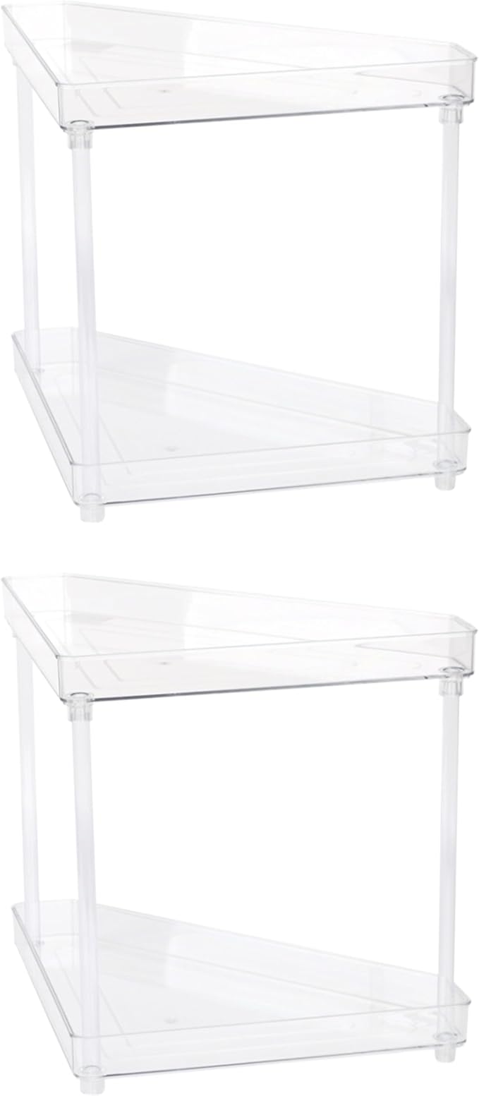 YBM HOME Elegant 2-Tier Lucite Plastic Bathroom Vanity Office Countertop Corner Rack, 1221-2
