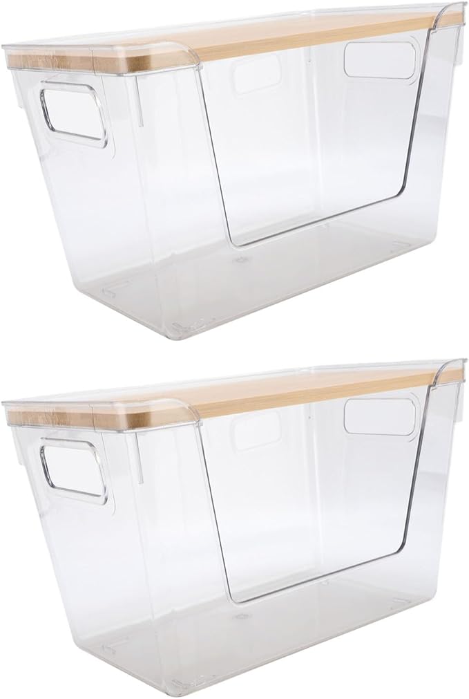 Yinhing 2Pcs Pantry Bin Multifunctional Clear Food Storage Container With Lid Ideal Kitchen Countertop for Efficient Organization and Easy Access To Food Items
