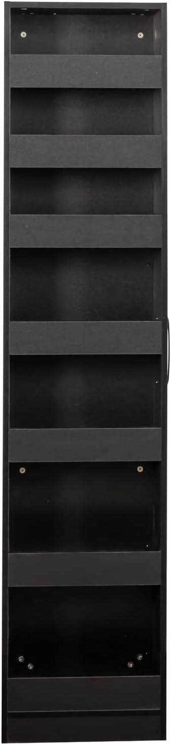 7 Tier Slim Rolling Storage Cart - Kitchen & Pantry Organizer, Narrow Storage Cabinet with Handle & Wheels, Spice Pull-Out Rack Next to Fridge Storage Shelf (Black A-7 Tier Shelf Unit)