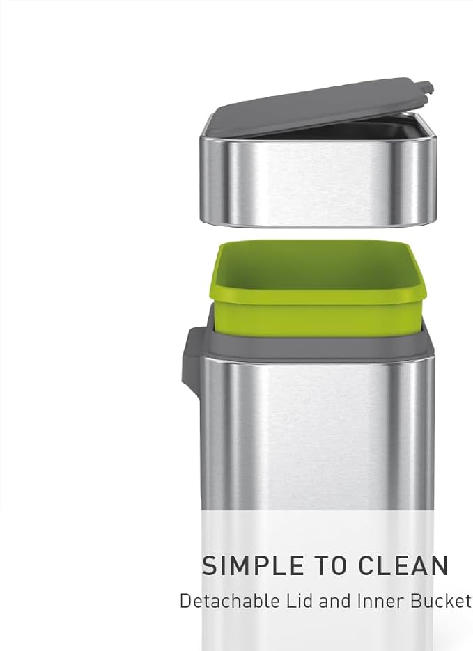 simplehuman Compost Caddy, Detachable and Countertop Bin, 4 Liter / 1.06 Gallon, Brushed Stainless Steel