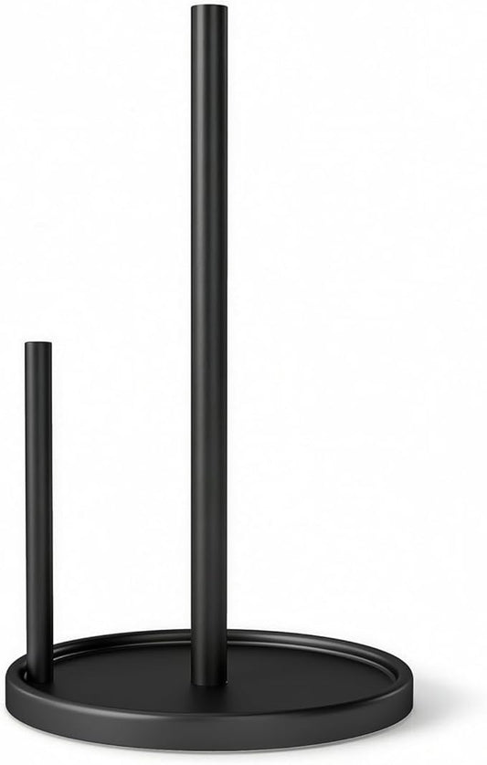 Paper Towel Holder Countertop, Black Kitchen Paper Towels Holder, Paper Roll Holder with Weighted Base