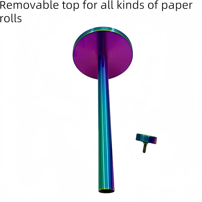 Stainless Steel Paper Towel Holder Countertop, Rainbow Kitchen Roll Holder Stand with Weighted Base Removable Top for a Variety of Paper Towels