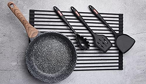 Ahyuan Large Roll up Dish Drying Rack Silicone Foldable Dish Rack Over Sink Dish Drainer Roll-up Sink Drying Rack Full Silicone Coated Stainless Still Dish Drying Rack (Cold Grey, 17.7''X13.13'')