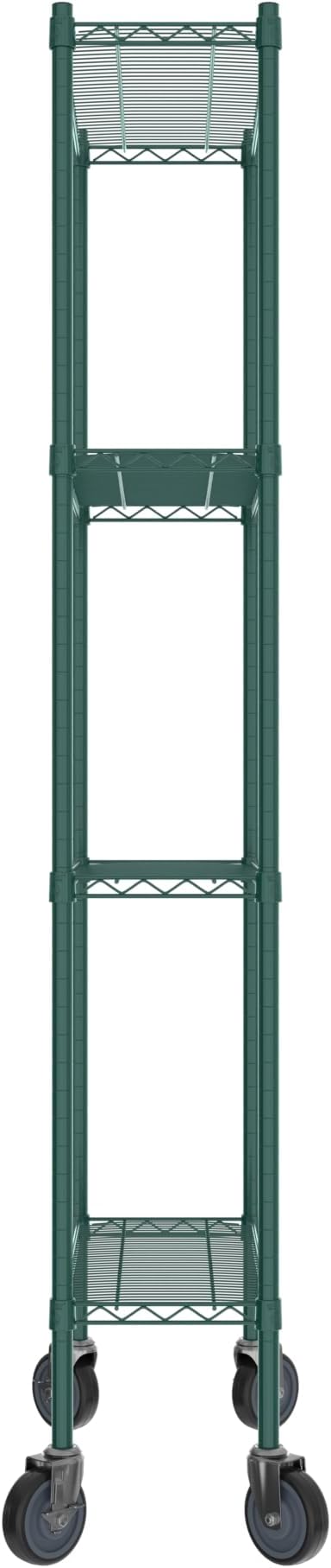 Commercial NSF Listed Green Epoxy Mobile Wire Shelving Kit 12" x 30" x 80", with 4 Shelves Perfect for Warehouse, Walk-in Refrigerator, Freezer, Grocery Store, Restaurant, Dishroom