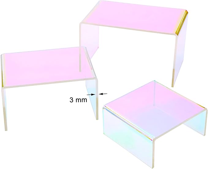 2 Sets Acrylic Display Risers Colorful Product Stand,Cupcakes Holder Dessert Display Transparent Showcase Stands, Candy Bar Risers, Acrylic Lifts Display for Figures