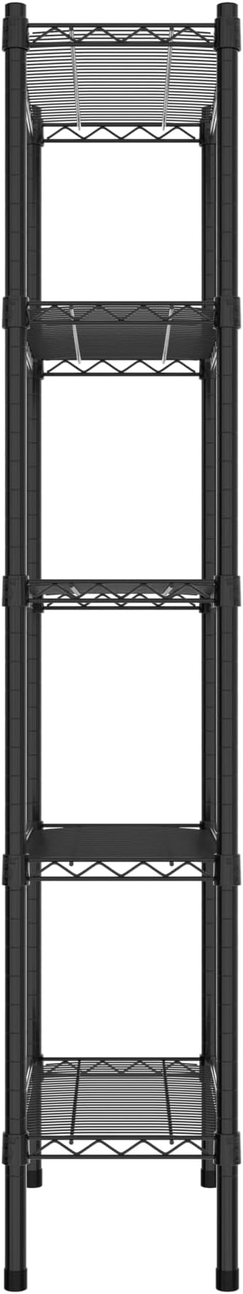 Commercial NSF Listed Black Epoxy Stationary Wire Shelving Kit 12" x 24" x 64", with 5 Shelves Perfect for Warehouse, Walk-in Refrigerator, Freezer, Grocery Store, Restaurant, Dishroom