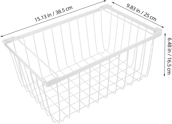 Chest Freezer Organizer With Folding Handle: Stackable Bin Basket Meat Storage Container - Vertical Sides Wire Ventilation Hanging Rack For Upright Deep Refrigerator