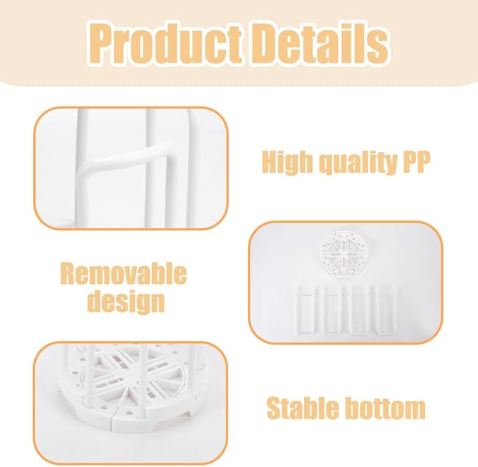 2 Pcs Bowl Rack for Kitchen Cutlery, Retractable Plastic Dish Rack, White Removable Plate Holders Drain Rack, Reusable Multifunctional Plate Organizer for Stacking Bowls and Small Plates