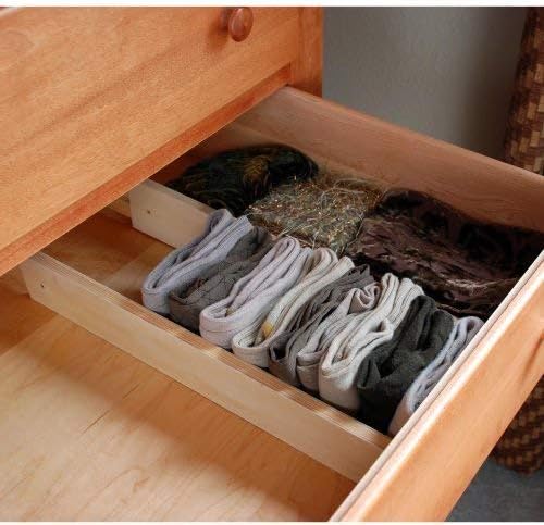 Expandable Hardwood Kitchen Drawer Divider Set of 2 by Dr. Organizer – Spring Locking, No Tools Needed – Fits Most Drawers 22” x 2.5” x 0.5” – Non-Skid Pads for Secure Hold