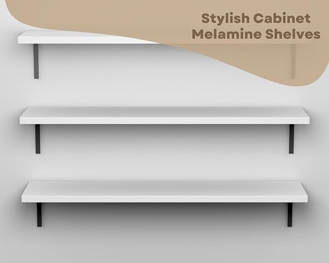B&B HARDWARE Cabinet Shelves - Melamine 1/2'' Thick - Custom Organize Space with Stylish Cabinet Melamine Shelves - Perfect Solution for Home & Office - Cut to Size (18" Depth x 39 Inches Length)