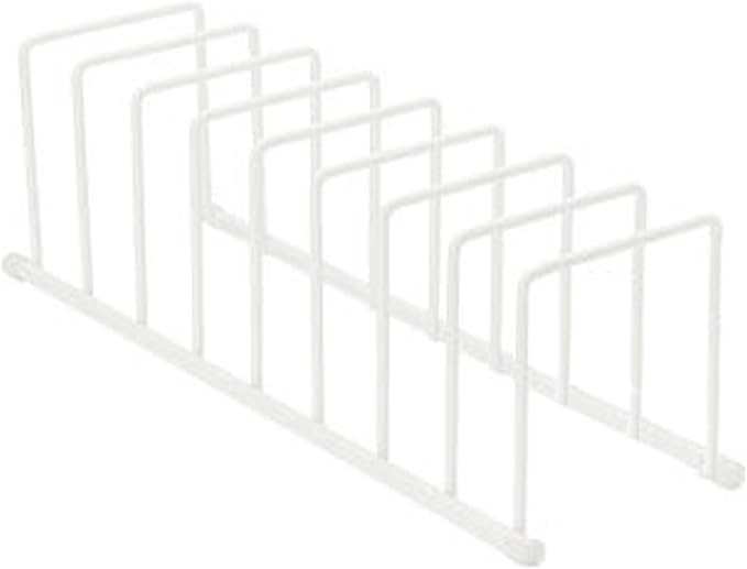 Spectrum Euro Cutting Board Holder Stand for Countertop or Inside Kitchen Cabinet Organization Matte White, 8 Slot Cutting Board Drying Rack or Cabinet Plate Bakeware Storage Organizer