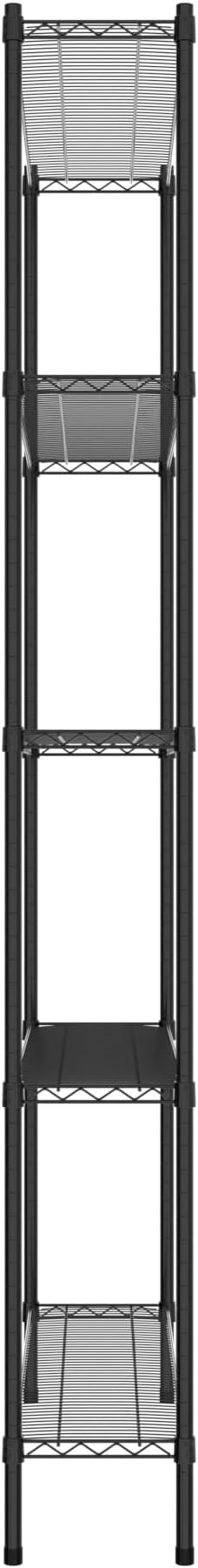 Commercial NSF Listed Black Epoxy Stationary Wire Shelving Kit 12" x 48" x 96", with 5 Shelves Perfect for Warehouse, Walk-in Refrigerator, Freezer, Grocery Store, Restaurant, Dishroom
