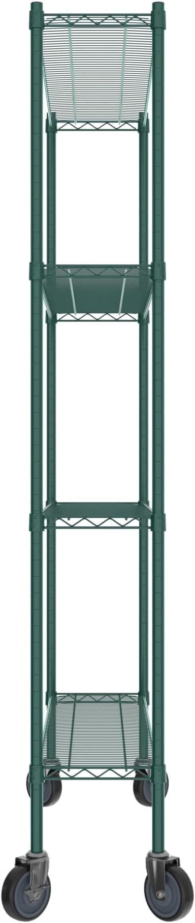 Commercial NSF Listed Green Epoxy Mobile Wire Shelving Kit 12" x 48" x 80", with 4 Shelves Perfect for Warehouse, Walk-in Refrigerator, Freezer, Grocery Store, Restaurant, Dishroom