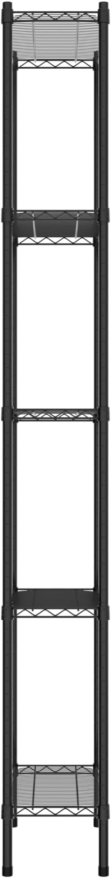 Commercial NSF Listed Black Epoxy Stationary Wire Shelving Kit 12" x 24" x 96", with 5 Shelves Perfect for Warehouse, Walk-in Refrigerator, Freezer, Grocery Store, Restaurant, Dishroom