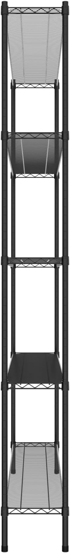 Commercial NSF Listed Black Epoxy Stationary Wire Shelving Kit 12" x 72" x 96", with 5 Shelves Perfect for Warehouse, Walk-in Refrigerator, Freezer, Grocery Store, Restaurant, Dishroom