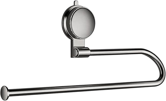 Paper Towel Holder Under Cabinet No Drilling, Suction Cup Metal Bathroom Towel Bar Wall Mount for Kitchen, RV, Bathroom