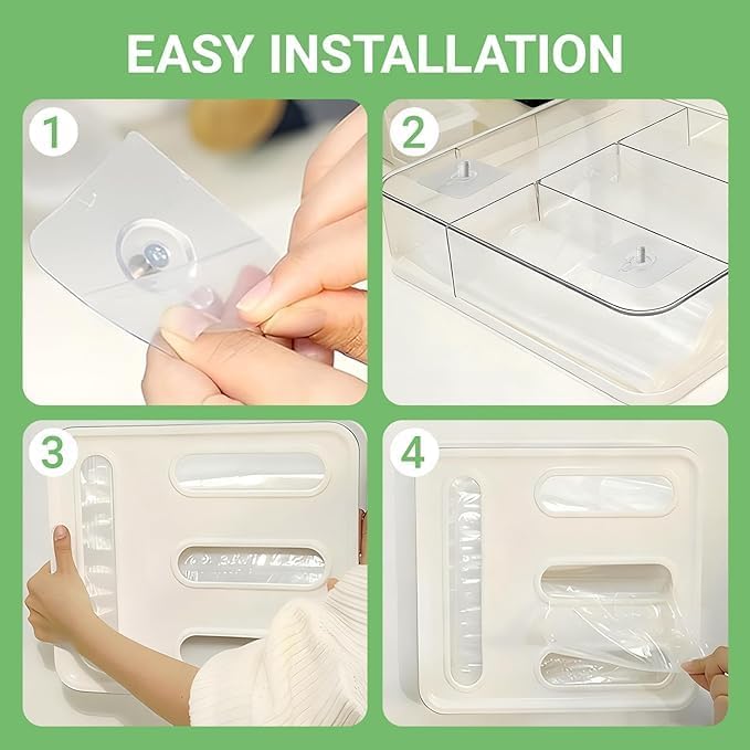 4-in-1 Food Storage Bag Organizer – Holds Gallon, Quart, Sandwich, Snack & Slider Bags – Plastic Baggie Holder for Drawer or Wall Mount – Ships from Local Warehouse