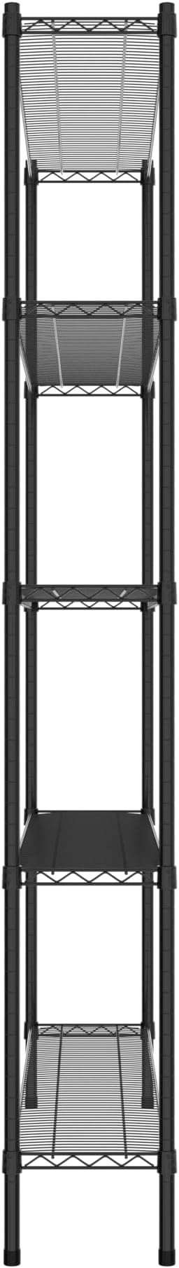 Commercial NSF Listed Black Epoxy Stationary Wire Shelving Kit 12" x 54" x 86", with 5 Shelves Perfect for Warehouse, Walk-in Refrigerator, Freezer, Grocery Store, Restaurant, Dishroom