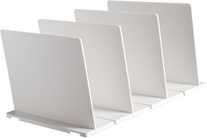 White Sturdy Plastic Shelf Divider, Vertical Handbag Separator for Closet, Adjustable Storage Organizer with Easy Assembly, Space Saving Design for Home Wardrobe Cabinet and Deskto